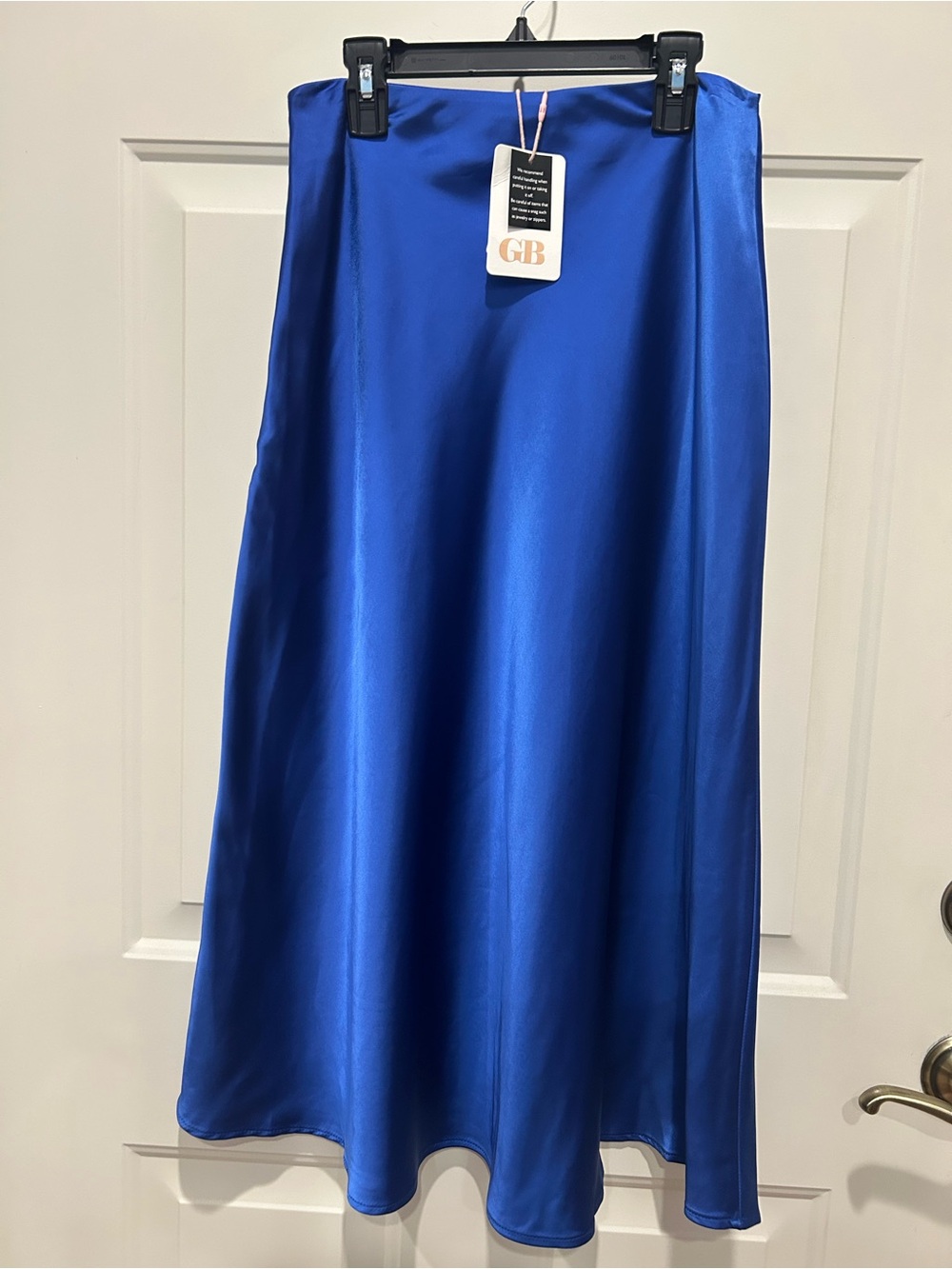 Gianni Bini -GB Royal Blue Satin Bias Midi Skirt